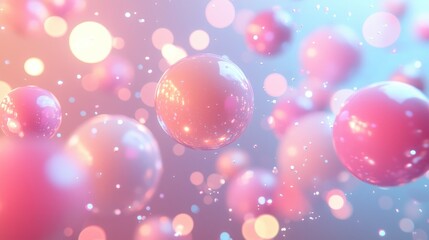 Poster - Colorful Abstract Background with Bubbles and Light Effects