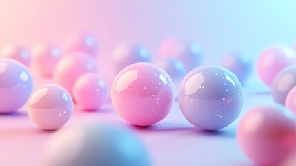 Poster - Colorful Glossy Spheres on Soft Gradient Background for Creative Projects