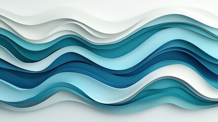 Poster - Abstract Waves in Shades of Blue and White for Modern Decor