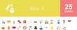 © Sezer - Party line icon set. Set of 25 outline icons related to happy new year, firecrackers, trumpets, party, new year, fireworks, christmas, celebrate and others. Editable stroke. Vector illustration