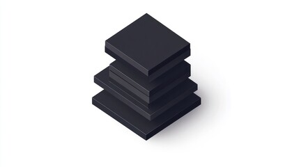 Poster - Stacked Dark Square Shapes Abstract Illustration