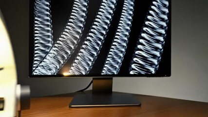 Aufkleber - Scientific research involves using a microscope to examine dna strands displayed on a monitor, advancing medical knowledge and healthcare solutions