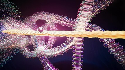 Aufkleber - Precision nanorobot traversing intricate dna double helix, performing molecular repair through advanced bioengineering visualization within futuristic medical nanotechnology concept