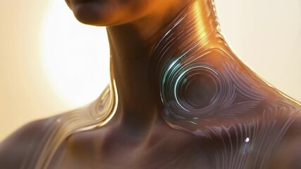Poster - Microscopic nanobots navigating complex human neck tissue. Performing precise regenerative processes and demonstrating cutting edge medical technological potential for healing and tissue restoration