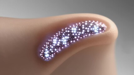 Poster - Microscopic nanobots are performing a medical procedure, injecting medicine, repairing damaged tissue, or fighting a virus inside a human body