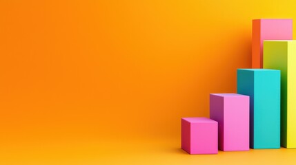 Poster - Stylish Strategic Planning with Colorful Abstract Geometric Cubes and Shapes  Concept of modern business strategy organization