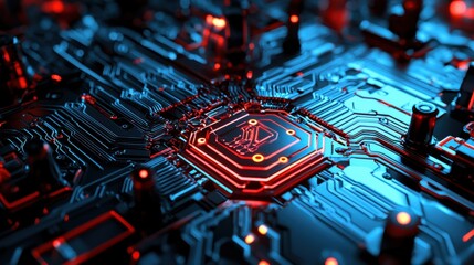 Aufkleber - vivid visualization of futuristic computer technology with glowing circuit patterns and neon highlig