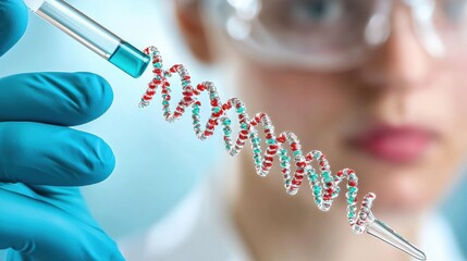 Poster - cutting edge biotech lab scientists conducting groundbreaking research and experiments with advanced