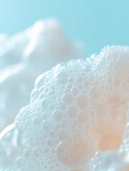 Poster - Foam bubbles create a soft texture in a serene aquatic environment during daylight. Generative AI