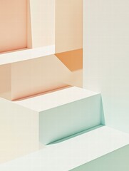 Fototapete - Geometric shapes create an abstract representation in soft pastel colors with clean lines and smooth surfaces. Generative AI