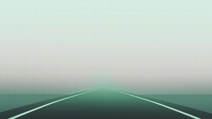 Aufkleber - Road stretches into dense fog creating a sense of mystery and isolation in a quiet landscape. Generative AI