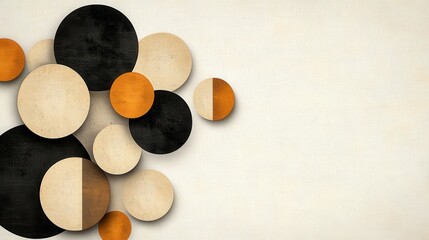 Poster - Muted Geometric Abstract Painting with Soothing Neutral Tones and Contrasting Shapes  Modern minimalist and contemporary design with a balance of geometric forms patterns and textures in an rendering