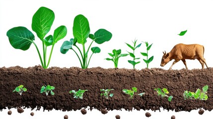 Poster - detailed cross section view of a regenerative agriculture system showcasing the rich fertile soil ec