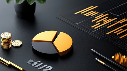 Poster - Detailed Sleek Investment Portfolio Pie Chart for Financial Analysis Business Decisions and Corporate Strategy Planning