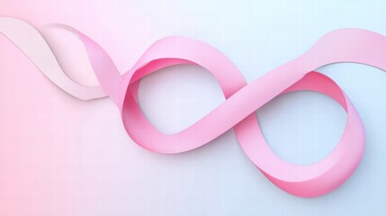 Leinwandbilder - Colorful pink ribbon elegantly arranged on a soft pastel background to symbolize creativity and celebration. Generative AI