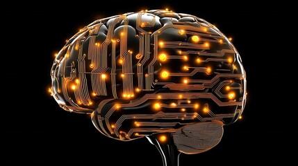 Poster - vibrant digital brain with futuristic circuits and illuminating connections an abstract representati