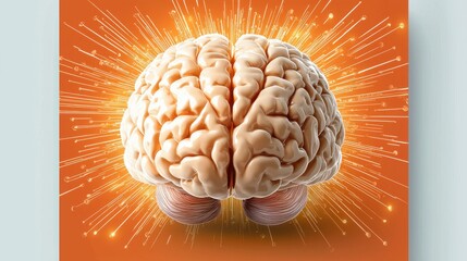Poster - a captivating digital of a vibrant futuristic brain brimming with dynamic neural activity and sparks