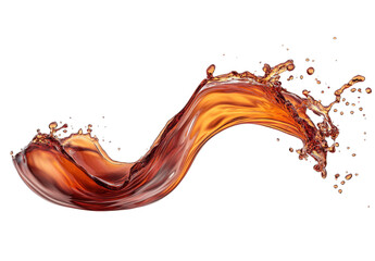 Poster - Dynamic splash of amber liquid, creating a wave effect on a transparent background Concept of refreshment, energy, and motion