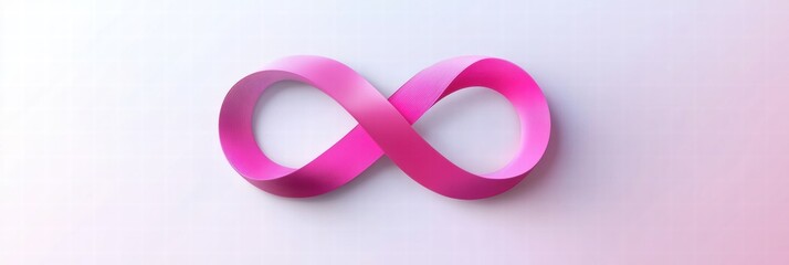 Aufkleber - Pink infinity symbol made from ribbon on a light background showcasing endless possibilities and creativity. Generative AI