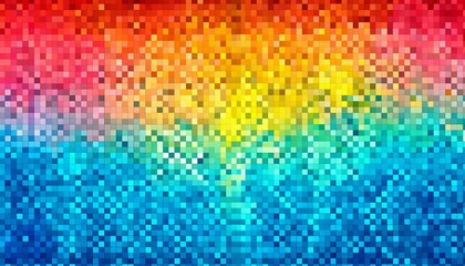 Fototapete - Pixel art clean vivid rainbow colors colorful abstract pattern.