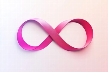Poster - Creative pink ribbon shaped like infinity symbol on plain background. Generative AI
