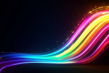 Poster - Dynamic color waves abstract design digital art vibrant environment wide view creative concept for visual impact