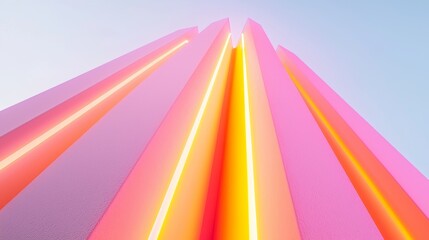 Poster - Vibrant neon light patterns urban landscape digital art bright environment abstract viewpoint futuristic concept