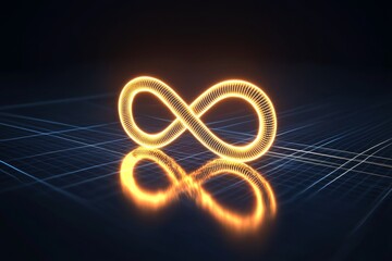 Poster - Dynamic infinity symbol digital realm graphic visualization futuristic environment illuminated perspective endless potential