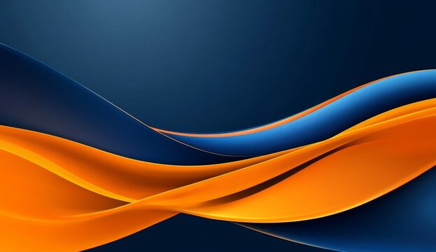 Abstract dynamic waves, dark background, orange and blue colors, graphic design element