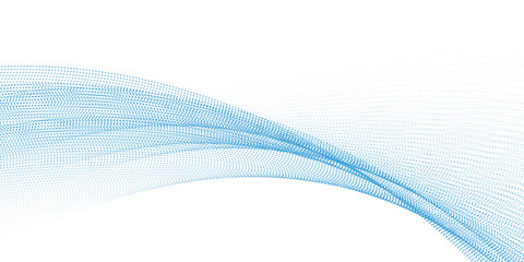 3d particles mesh array, sound wave flowing. Round points vector effect illustration. Blended mesh, 3d futuristic technology style.