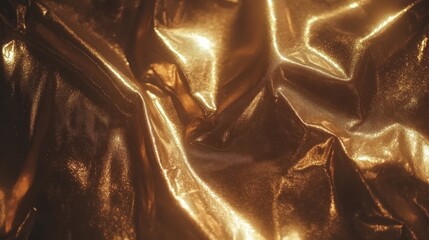 Poster - Shimmering Golden Foil Texture with Wrinkles and Highlights for Background or Abstract Design Projects