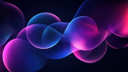 Poster - Abstract Neon Waves:  Dynamic Purple and Blue Swirls in Dark Space