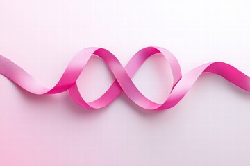 Aufkleber - Colorful pink ribbon creating an elegant pattern on a soft white background for craft and decoration projects. Generative AI