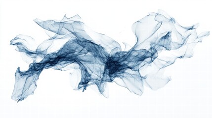 Aufkleber - Delicate blue fabric waves flowing in soft currents against a white background. Generative AI