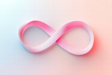 Leinwandbilder - Creative design of a pink ribbon forming an infinity symbol on a soft gradient background. Generative AI
