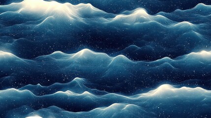 Wall Mural - Abstract ocean waves with a blue and white color palette, digital art