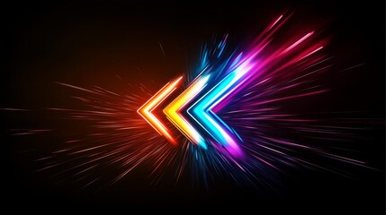 Poster - Vibrant neon arrows streak energetically across a dark background, crafting a striking sense of motion and illumination with their glowing, bright colors that captivate the viewers attention