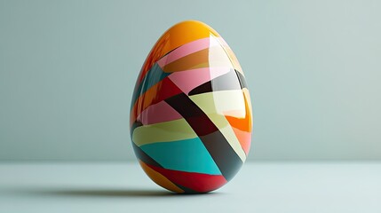Poster - A rare Easter egg with a modern abstract design, featuring bold colors, geometric patterns, and a high-gloss finish, set against a minimalist background