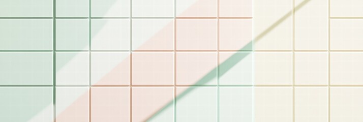 Leinwandbilder - Colorful tiled wall with soft shadows showcasing light reflections in a serene setting. Generative AI