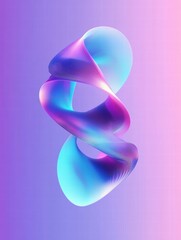 Leinwandbilder - Futuristic glowing DNA helix design against a soft pastel background with vibrant colors. Generative AI