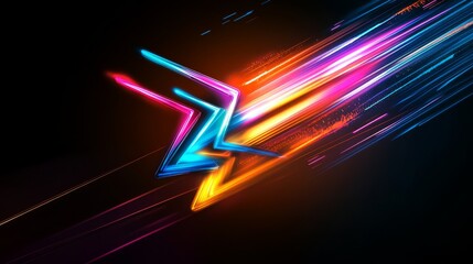 Poster - Dynamic neon lights create an impressive and stunning visual effect against a dark background, highlighting vibrant colors and motion that captivate, making it perfect for contemporary design themes
