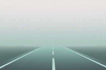 Aufkleber - Misty road stretching into the distance surrounded by thick fog during early morning hours. Generative AI