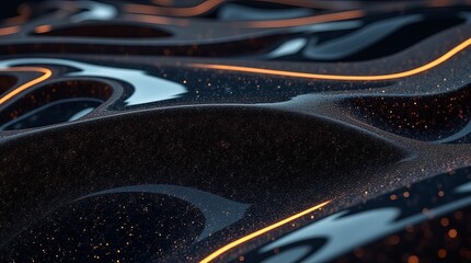 Poster - A black and orange surface with a shiny, reflective quality