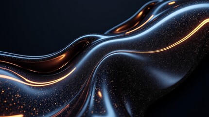 Poster - A shiny black object with gold streaks