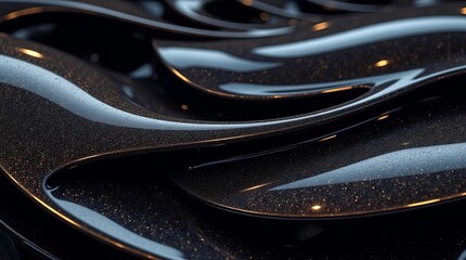 Fototapete - A shiny black object with a shiny surface