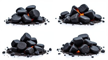 Poster - Four different piles of black rocks