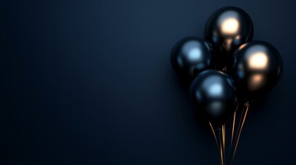 Wall Mural - Dark navy blue background with shiny balloons, modern style generative ai