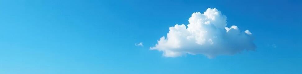 single, bright white cloud floating in a deep blue sky, day, beauty, canvas