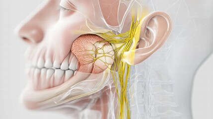Aufkleber - Detailed anatomical illustration of the human facial nerve system showing its structure and connections. Generative AI