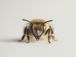 Poster - Close-up of a Bee Showcasing Its Detailed Features with Soft Background Enhancing the Natural Beauty of Insects in a Garden Environment